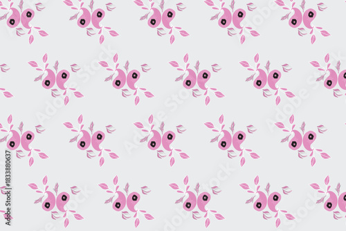 A simple, scattered pattern of abstract shapes in lavender, black, and pink, best suited for children's wear, accessories, and modern, playful graphic design.