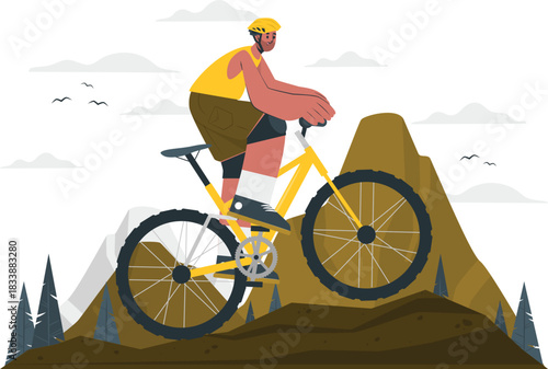 Person Cycling Downhill on Mountain Trail mountain biking sport