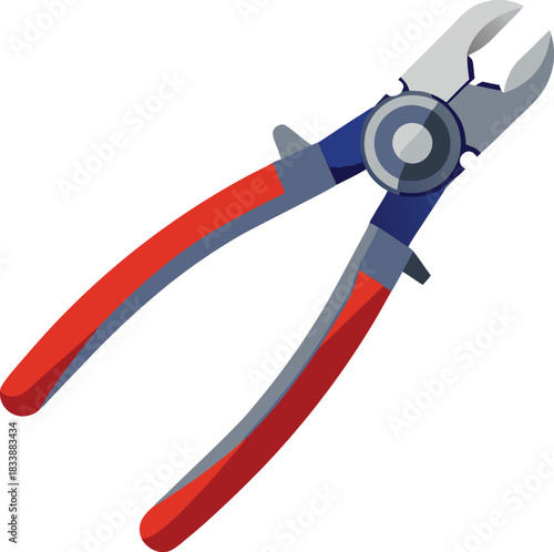 Red and black handled metal pliers tool isolated on a white background
