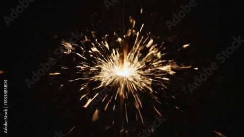 Wallpaper Mural Bright Golden Sparks Bursting in Dark Night. Torontodigital.ca