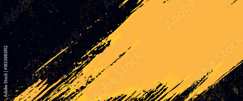 AbstraaBlack and yellow abstract background with brush stroke and halftone style. abstract grungect blue geometric background. Dynamic shapes composition.vector