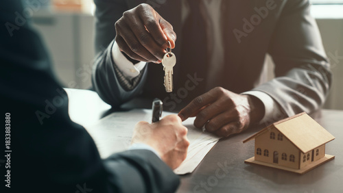 Signing a contract for a purchase agreement mortgage and rental housing