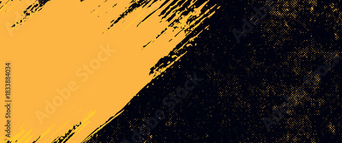 AbstraaBlack and yellow abstract background with brush stroke and halftone style. abstract grungect blue geometric background. Dynamic shapes composition.vector