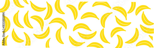 Bananas Seamless Pattern – Flat Vector Illustration of Fresh Banana Background