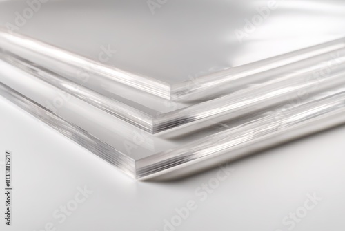 Minimal still-life shot of gelatin sheets with soft reflections on white
