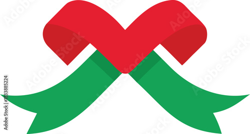 Red cross and green ribbon sign icon vector illustration design