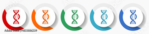 DNA cut vector icons, flat icon set for logo design, webdesign and mobile applications, colorful web button collection in eps 10
