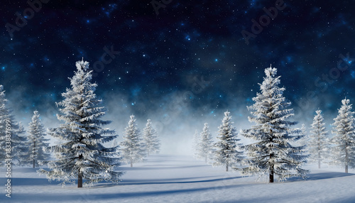 Wallpaper Mural Peaceful Winter Forest Landscape Under a Starry Night Sky Torontodigital.ca
