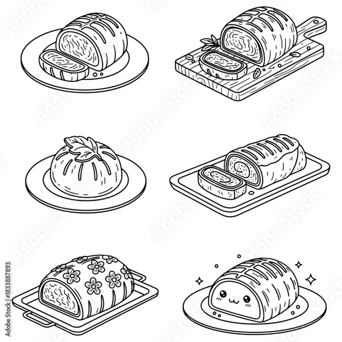 Beef Wellington Vector Illustration with Pastry Crust and Gourmet Filling Beef Wellington Graphic Illustration with Steak and Pastry Layers 