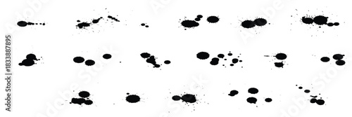 An illustration of black ink spots on a white background