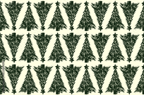 Seamless background with Christmas decorated tree.
