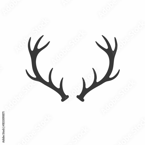 Symmetrical Silhouette of Deer Antlers, Elegant and Decorative Design