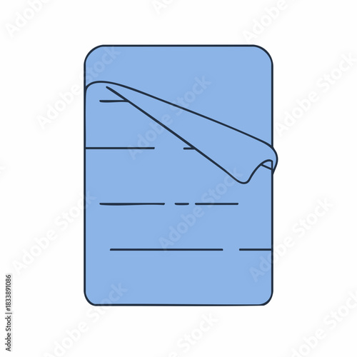 Stylized Blue Sheet with Folded Corner and Dark Blue Horizontal Lines