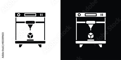 3D printing icon, A flat minimalist vector illustration