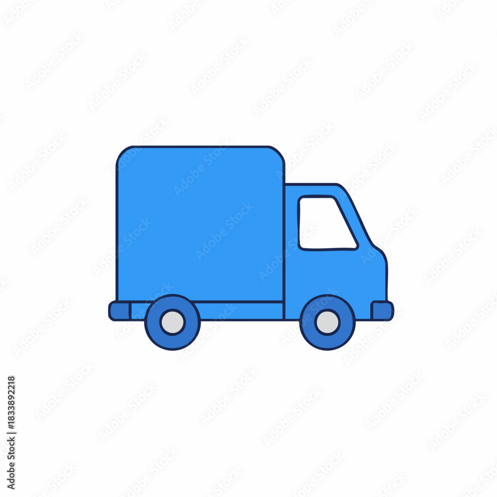 Fototapeta premium Simple Blue Delivery Truck Icon for Transportation and Logistics.
