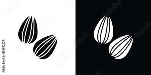 Almond icon, A flat minimalist vector illustration