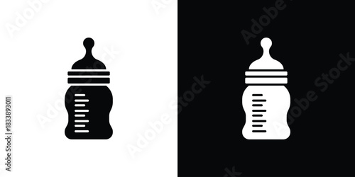 Baby feeding bottle icon, A flat minimalist vector illustration