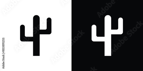 Cactus icon, A flat minimalist vector illustration