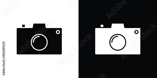 Camera icon, A flat minimalist vector illustration
