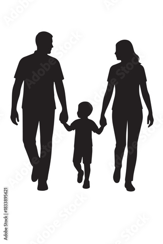 Simple walking parents silhouette suitable for gentle lifestyle vector artwork.