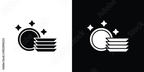 Clean dishes icon, A flat minimalist vector illustration