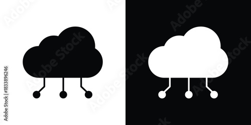 Cloud computing icon, A flat minimalist vector illustration