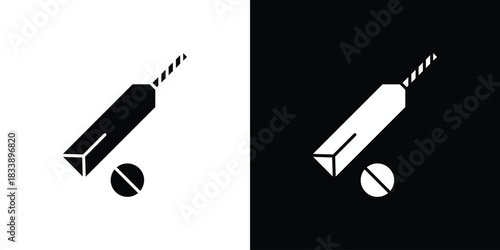 Cricket bat and ball icon, A flat minimalist vector illustration