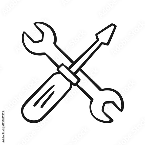 Tool Icon. Wrench and Screwdriver Tools Icon.