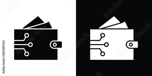 Digital wallet icon, A flat minimalist vector illustration