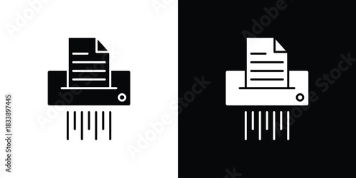 Document shredder icon, A flat minimalist vector illustration