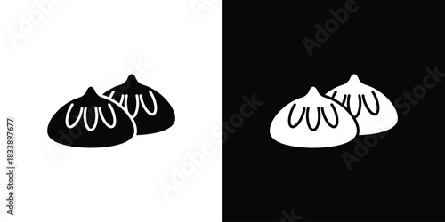 Dumpling icon, A flat minimalist vector illustration