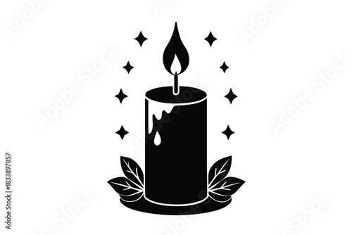 new year festive candle vector icon silhouette ill