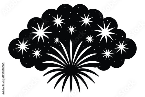 festive fireworks cloud vector icon silhouette ill