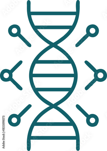 DNA double helix icon genetic structure molecular biology science technology and innovation concept simple line art isolated on transparency background