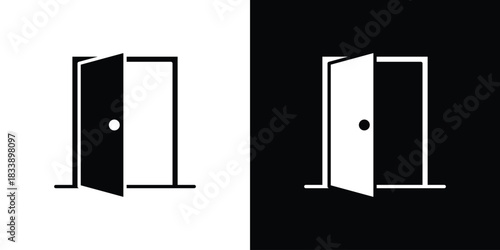 Entrance door icon, A flat minimalist vector illustration