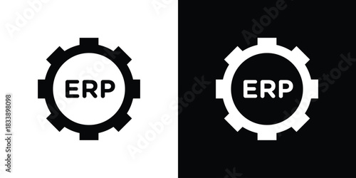 ERP system icon, A flat minimalist vector illustration