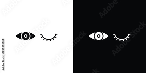 Eyes open and closed icon, A flat minimalist vector illustration