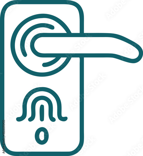 Modern door handle smart lock fingerprint scanner security access control biometric technology home safety entry contemporary Modern door handle with integrated smart lock and fingerprint scanner