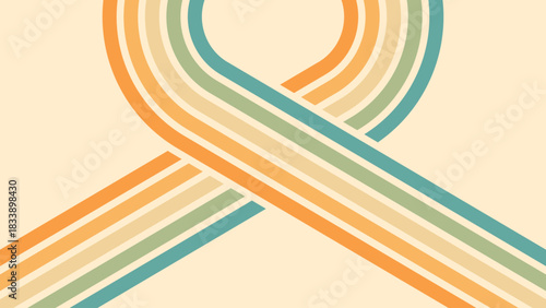 Abstract background of rainbow groovy Wavy Line design in 1970s Hippie Retro style. Vector pattern ready to use for cloth, textile, wrap and other.