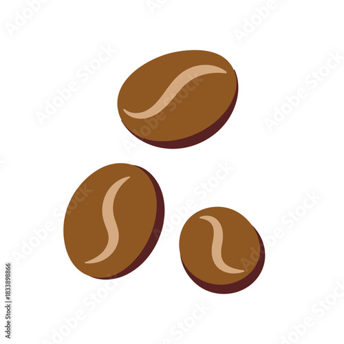 Coffee beans on white background for package, branding and logo. Hand drawn Cartoon illustration. Vector. Flat design