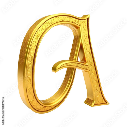 3d golden font letter A