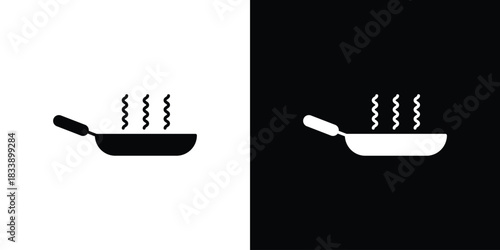 Frying pan icon, A flat minimalist vector illustration