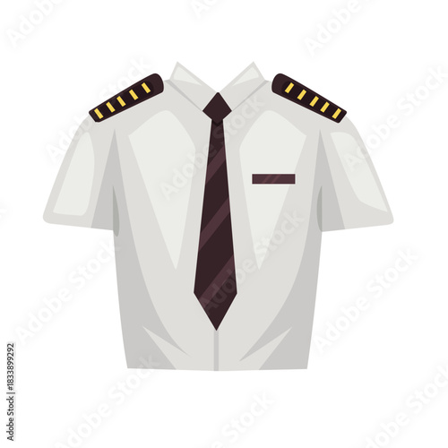 Airplane pilot uniform vector illustration, pilot uniform icon, pilot clip art, flight captain shirt with epaulettes, a professional attire icon