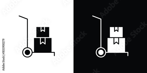 Hand truck icon, A flat minimalist vector illustration