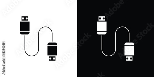 HDMI cable icon, A flat minimalist vector illustration