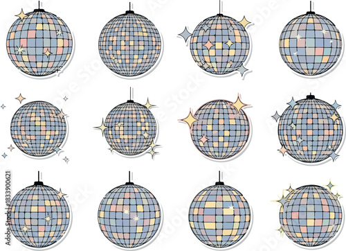 Dazzling Disco Balls A Collection of Retro Party Icons for Celebrations