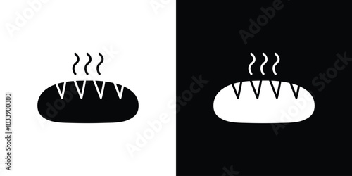 Hot bread icon, A flat minimalist vector illustration
