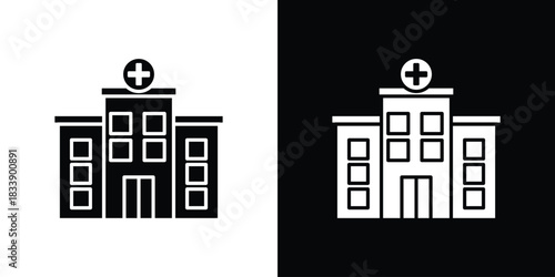 Hospital icon, A flat minimalist vector illustration