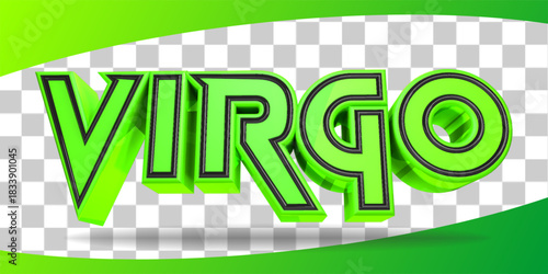 green 3d render zodiac virgo isolated