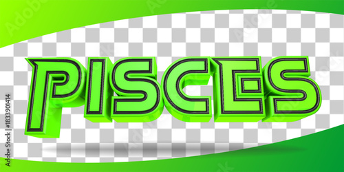 green 3d render zodiac pisces isolated